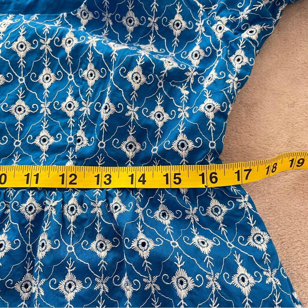 Rhode embroidered eyelet mini dress blue and white pockets size M - Picture 14 of 16